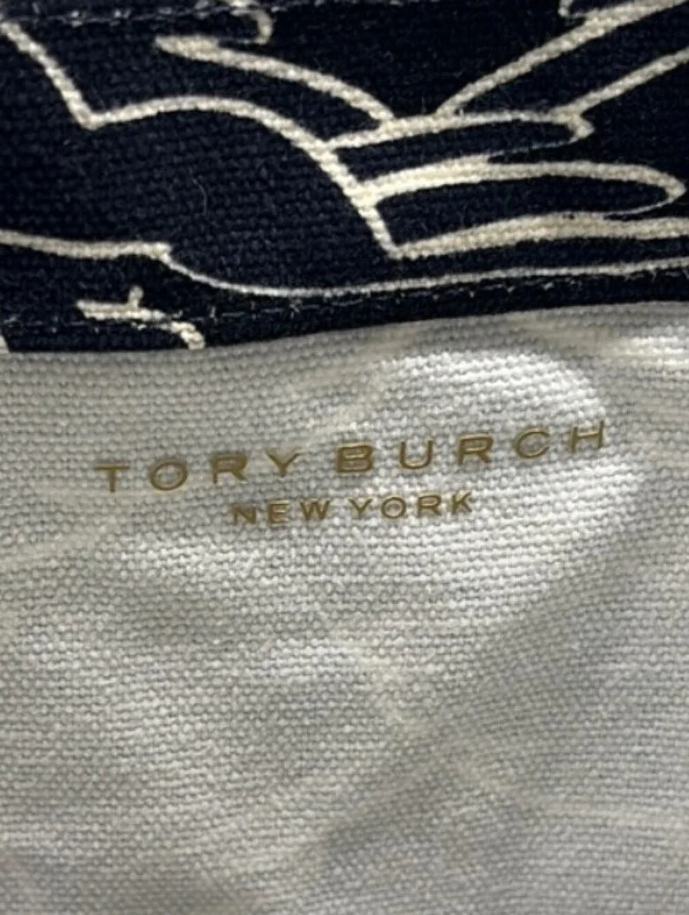 Tory Burch-Swan 🦢Ribbon Abstract Geometric Canvas Tote Bag 🖤